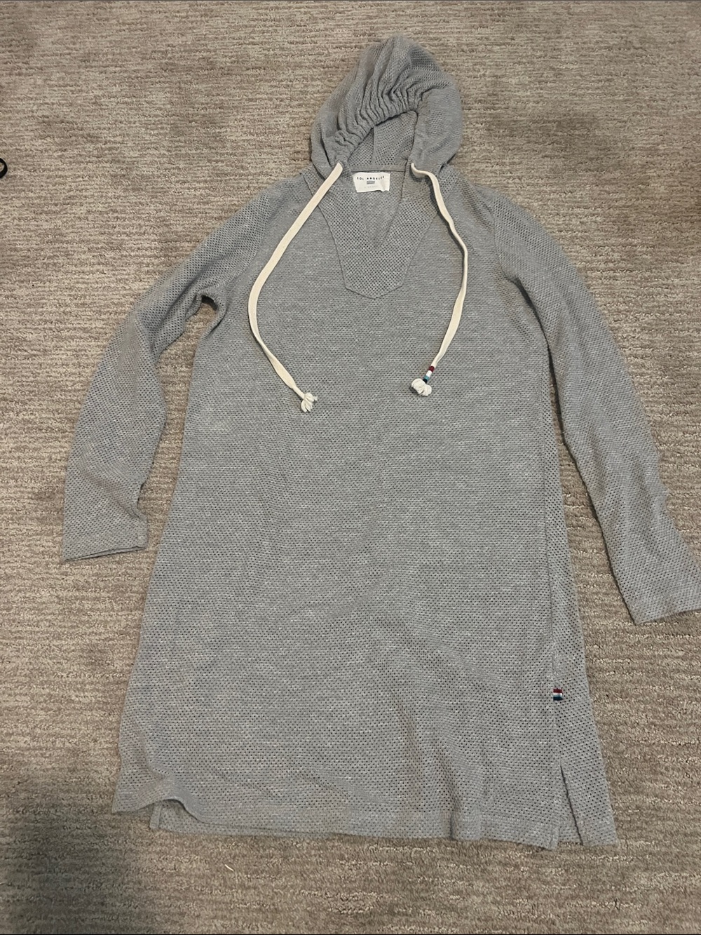 Sol Angeles Gray waffle Knit hooded  Sweater coverall  - Women XS